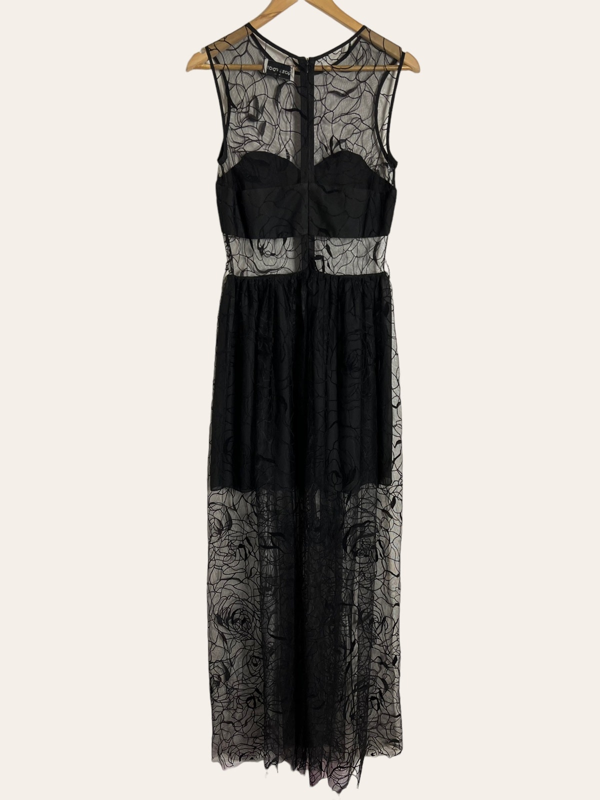 Rachel Antonoff Size 6 Black Sheer Sleeveless Lace Maxi Dress